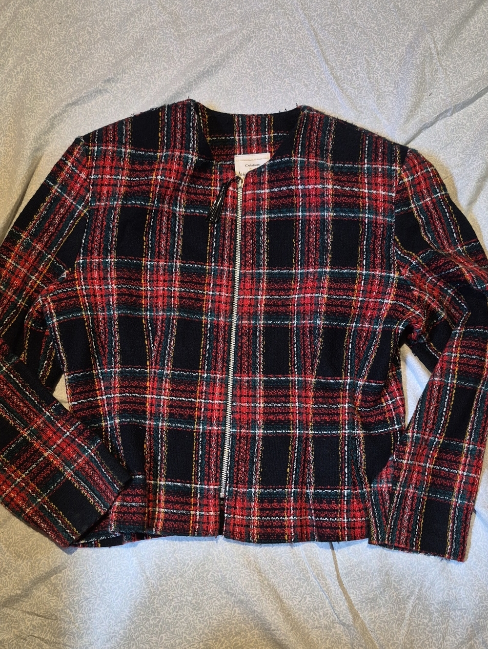 Women's Red Plaid Zip-Front Jacket